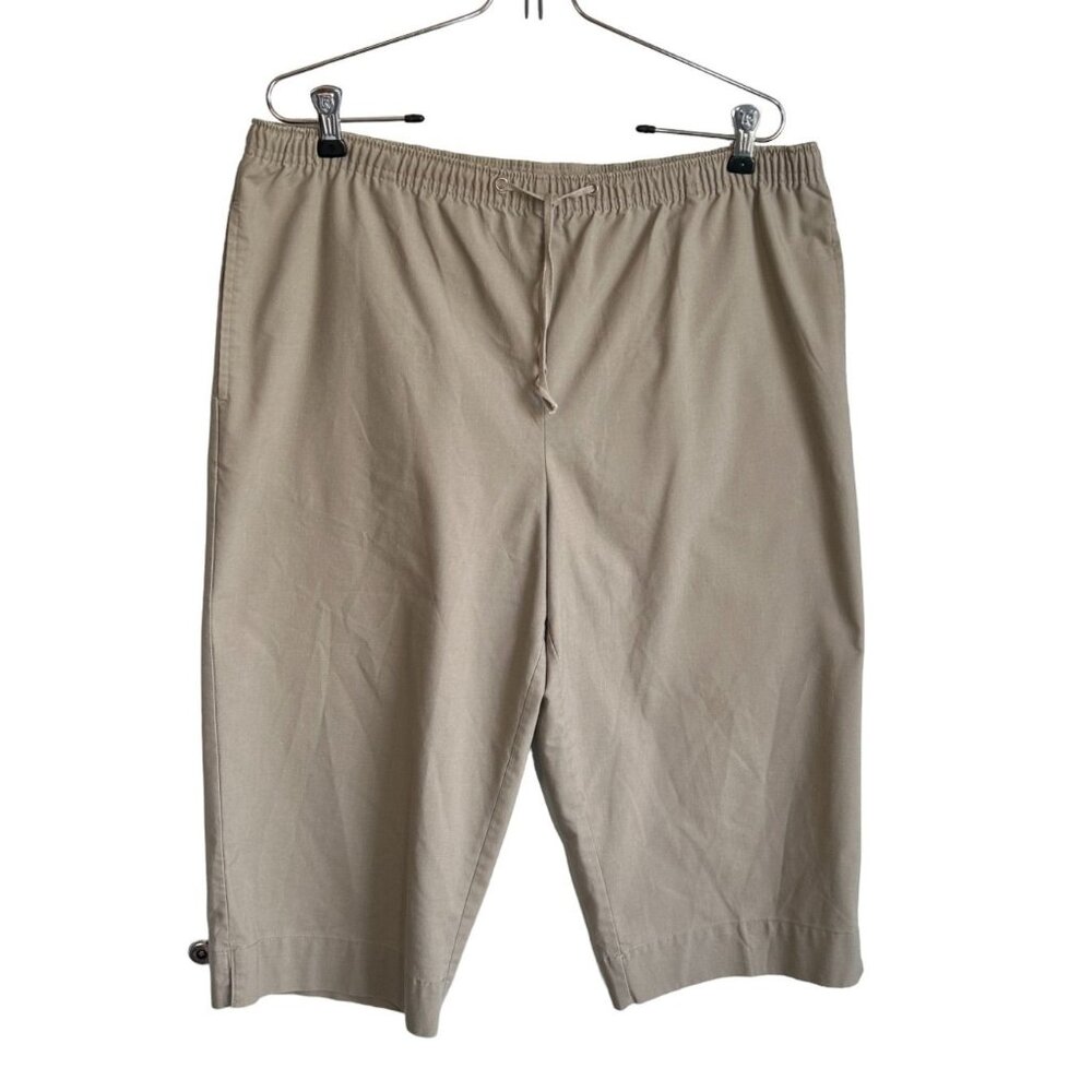 Karen Scott Sport Pull On Drawstring Wide Leg Crop Pants in Tan - Sz M